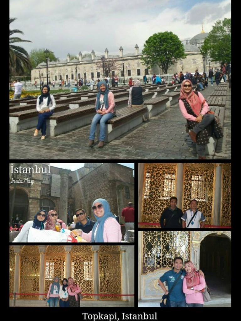 Berpose di halaman Hagia Sofia, Istanbul, Turki